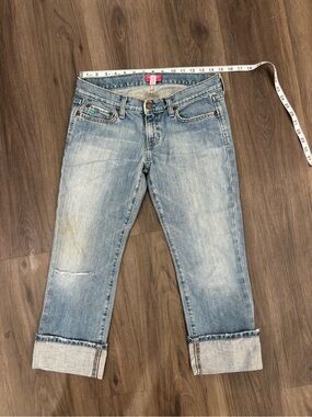 Abercrombie & Fitch Light Blue Cropped Cuffed Jeans